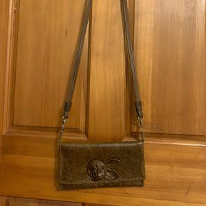 Hand sown Leather crossbody bag.